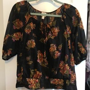 Black blouse with floral design